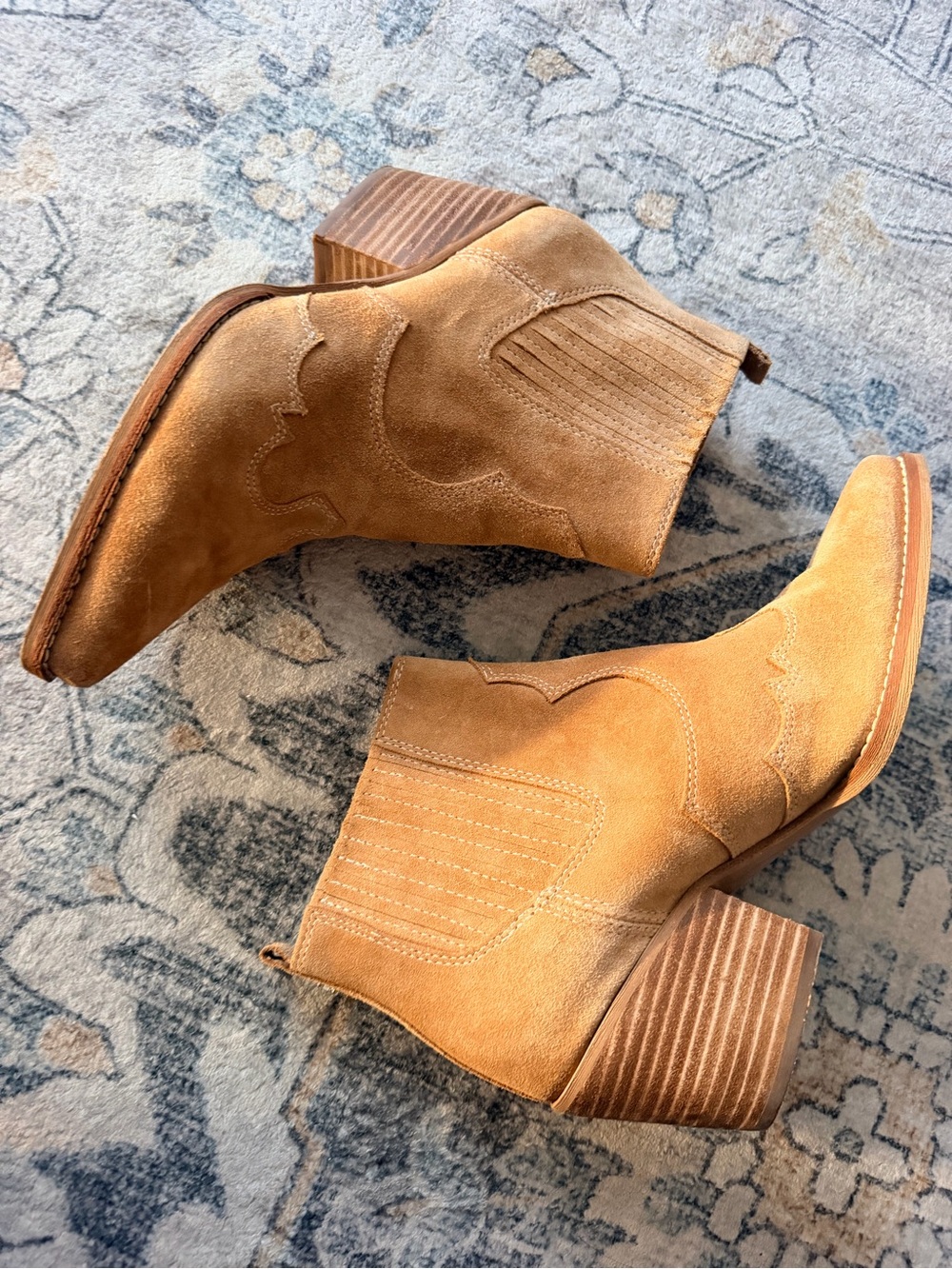 Sam Edelman Tan Suede Western Ankle Boots - Picture 2 of 6